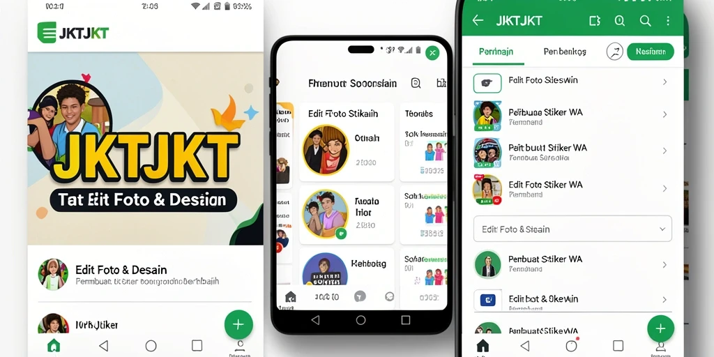 Antarmuka aplikasi JKTJKT untuk membuat stiker WA yang menarik.