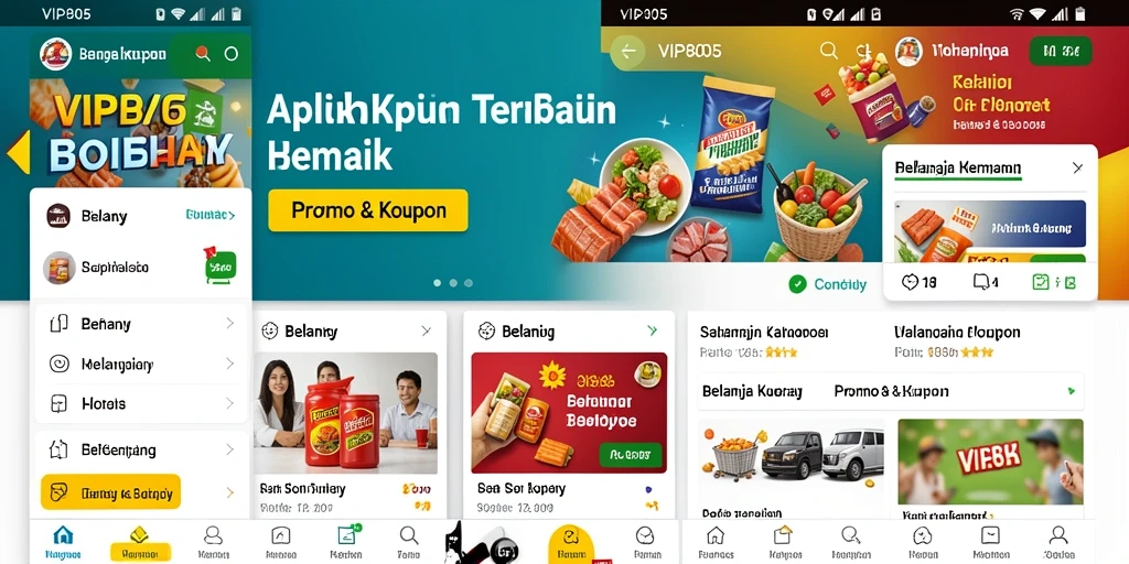 Tampilan antarmuka VIP805 dengan kupon menarik untuk belanja.