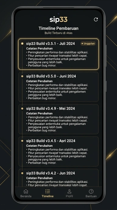 Tampilan riwayat versi sip33